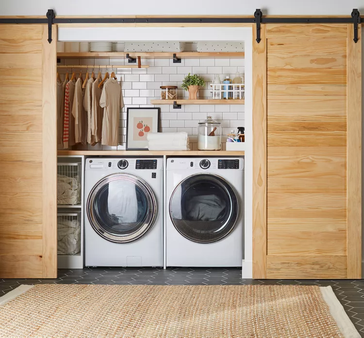 washing machine in a modern laundry room