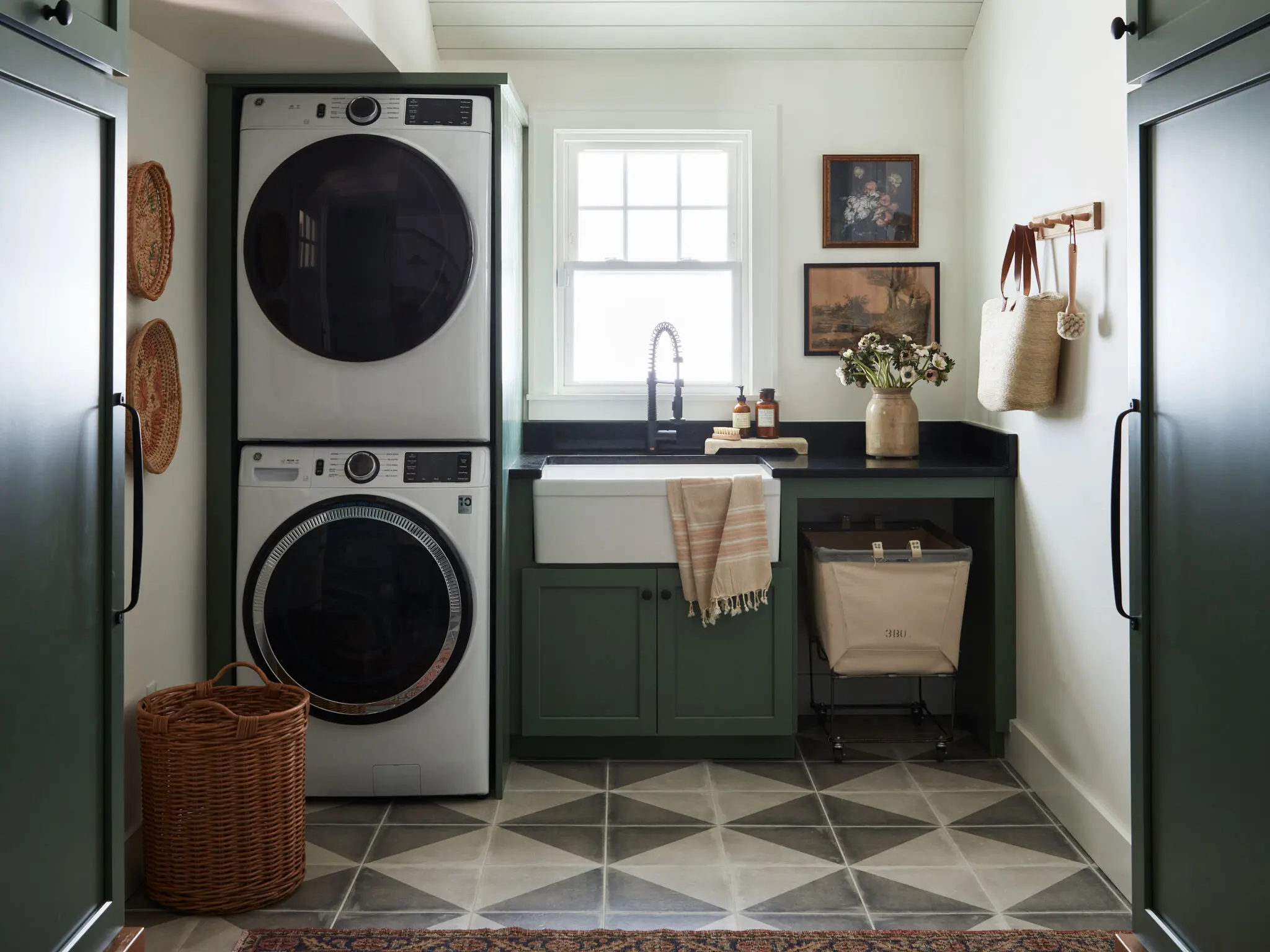 Close-up of a clothes dryer with clothes inside